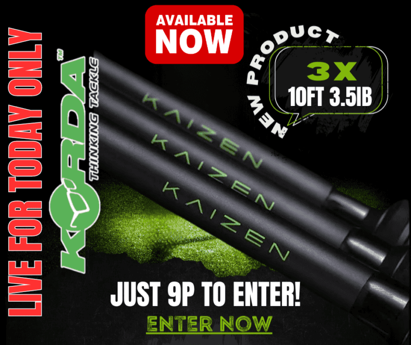 LIVE TODAY ONLY 3 x Korda Kaizen Green Rod's 10ft 3.5LB