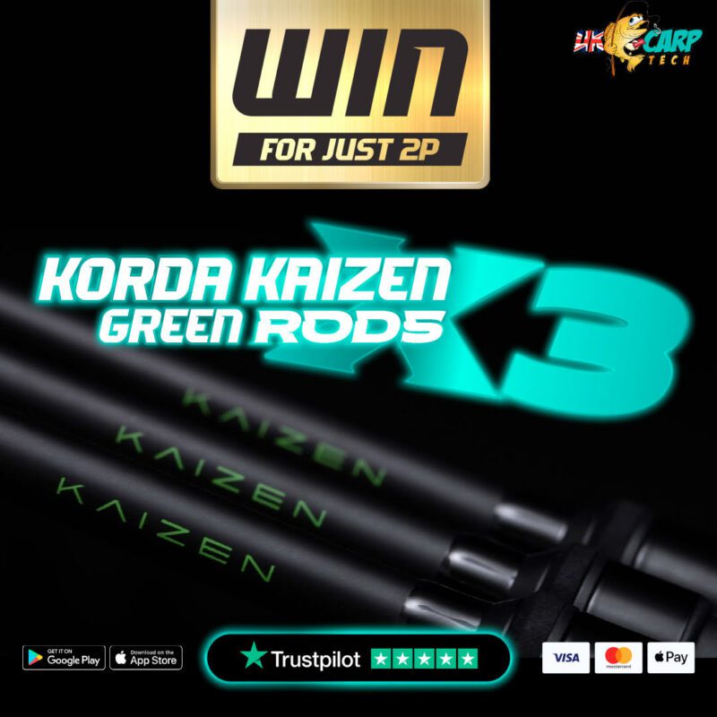 WIN 3 X KORDA KAIZEN GREEN RODS FOR 2P! (10FT 3.5LB)