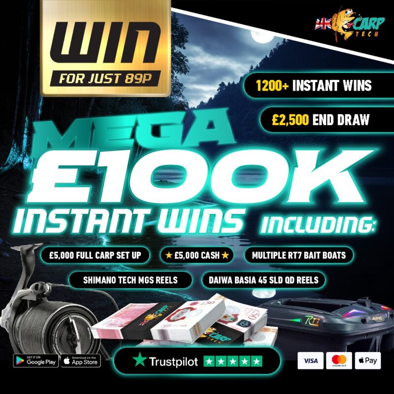 FISHING FOR WINS! £100,000 INSTANT WIN WITH A £2500 CASH END DRAW!