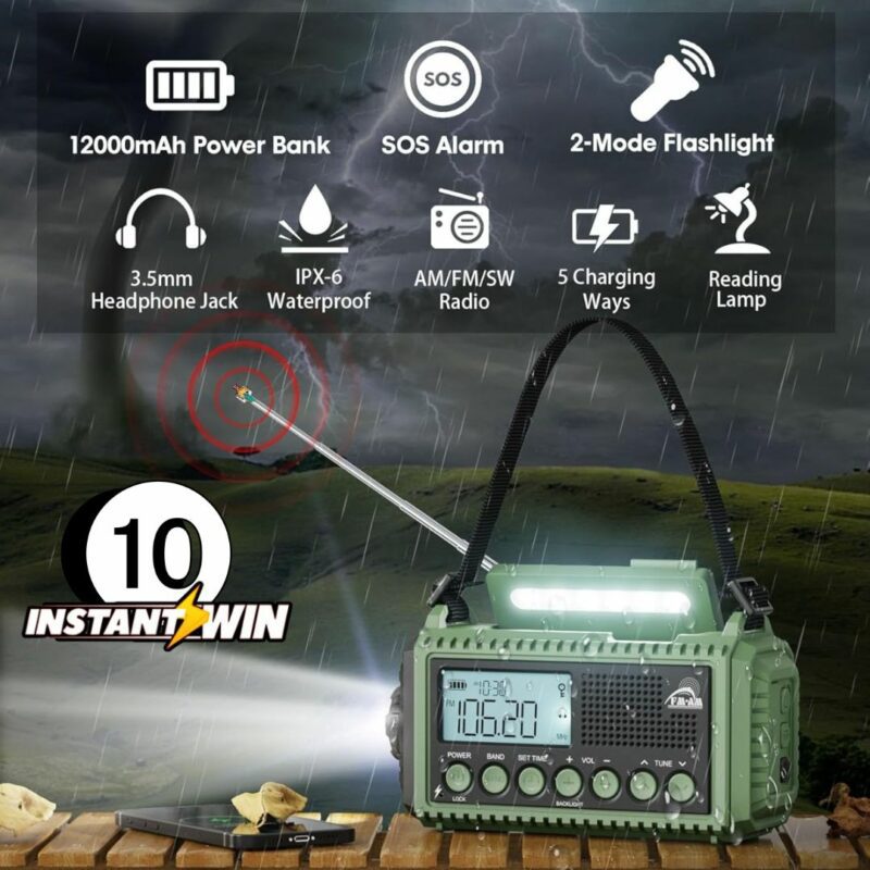 ROXICOSLY SOLAR & WIND UP RADIO/POWER BANK