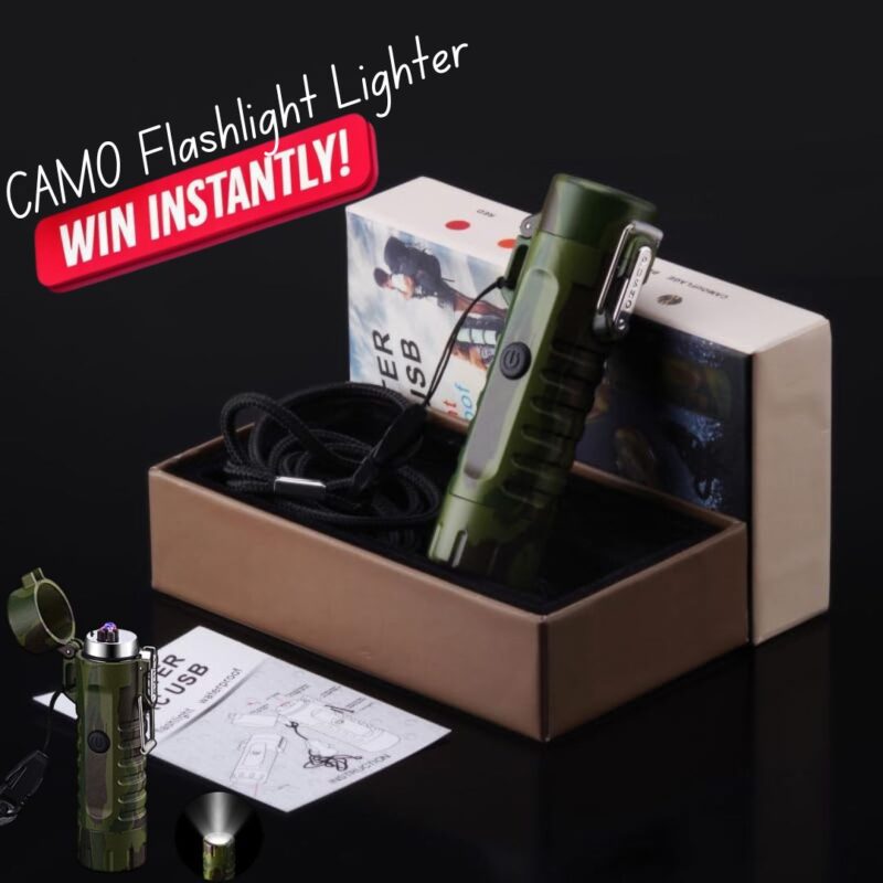 20 CHANCES TO WIN A VOMONO FLASHLIGHT CAMO LIGHTER