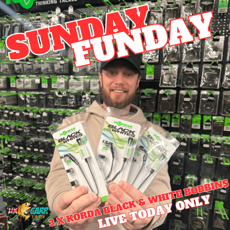 SUNDAY FUNDAY 3 X KORDA BLACK & WHITE BOBBINS (AUTO DRAW)