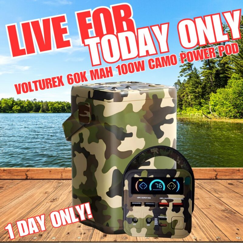 TODAY ONLY VOLTUREX 60K MAH 100W CAMO POWERPACK(AUTO DRAW)