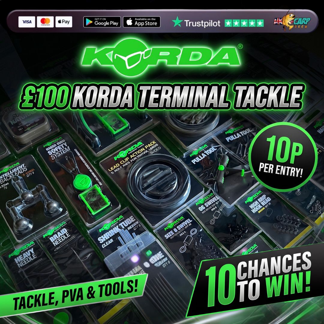 10 CHANCES TO WIN £100 KORDA TACKLE ITEMS WITH END DRAW