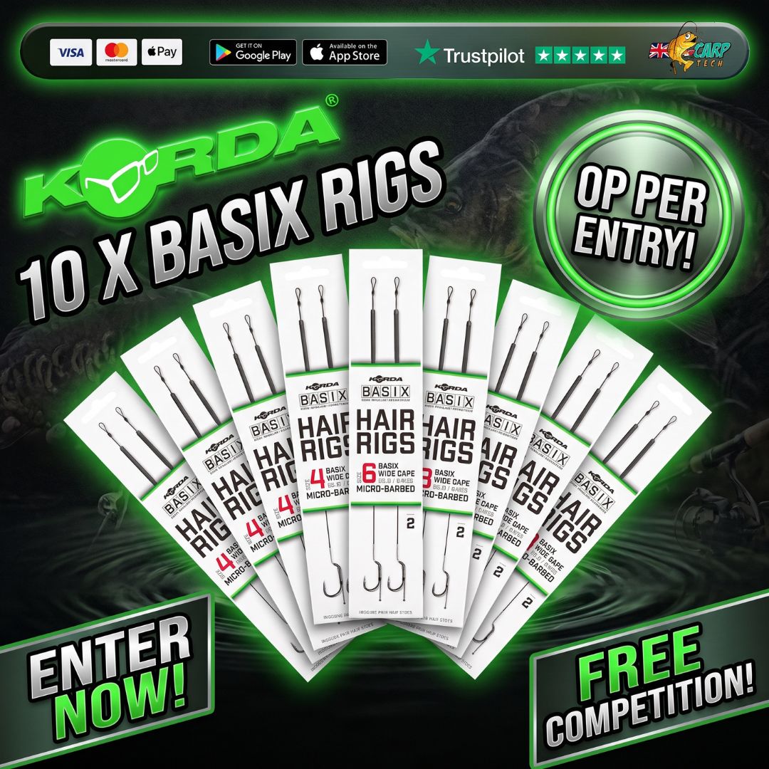 FREE COMPETITION EVERY DAY FOR SEPTEMBER 10 X KORDA BASIX RIGS