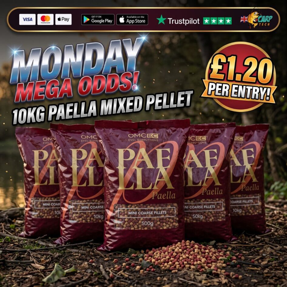(ONLY 100 TICKETS MEGA ODDS) 10KG OMC PAELLA MIXED 6MM & 8MM PELLETS